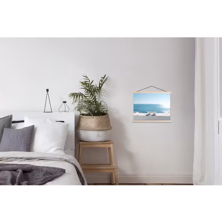 Zee - Koffiekopjes - Zomers textielposter latten blank klein -woonkamer