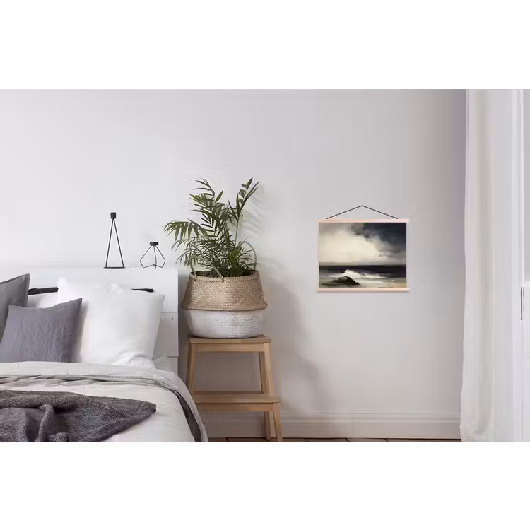 Zee - Rotsen - Storm textielposter latten blank klein -woonkamer