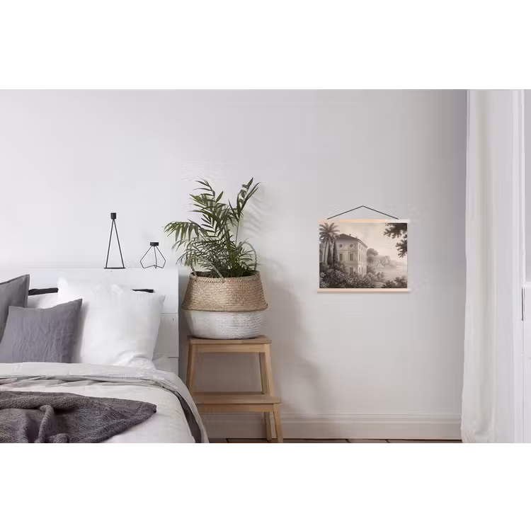 Zee - Villa - Beige textielposter latten blank klein -woonkamer