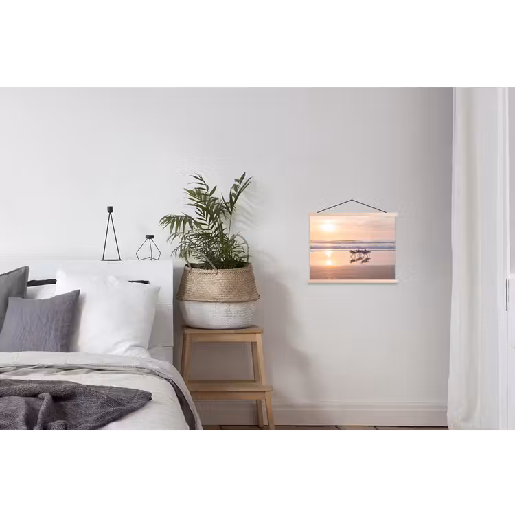 Zee - Vogels - Strand textielposter latten blank klein -woonkamer
