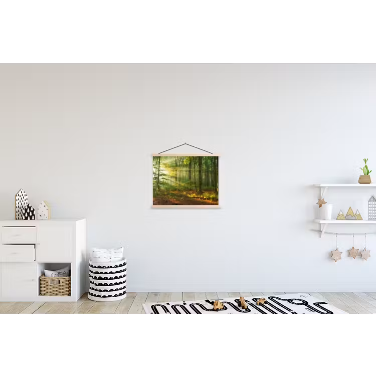 Zon - Bos - boom - Natuur - Herfst textielposter latten blank klein -kinderkamer