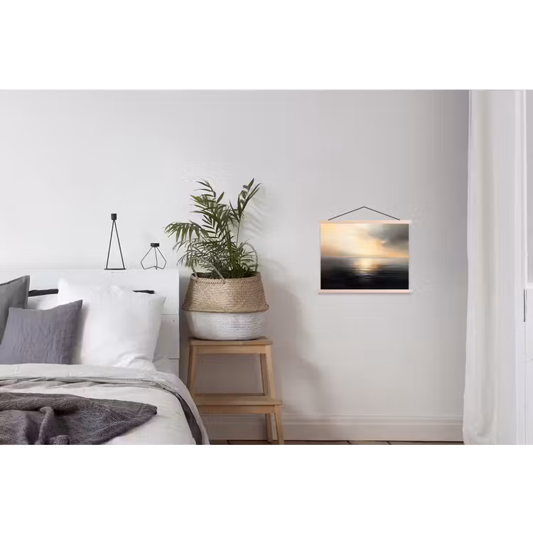 Zon - Horizon - Zee textielposter latten blank klein -woonkamer