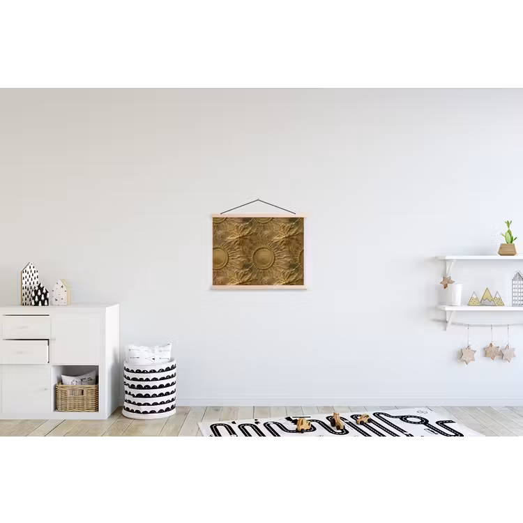 Zon - Reliëf - Antiek - Goud textielposter latten blank klein 122 -kinderkamer