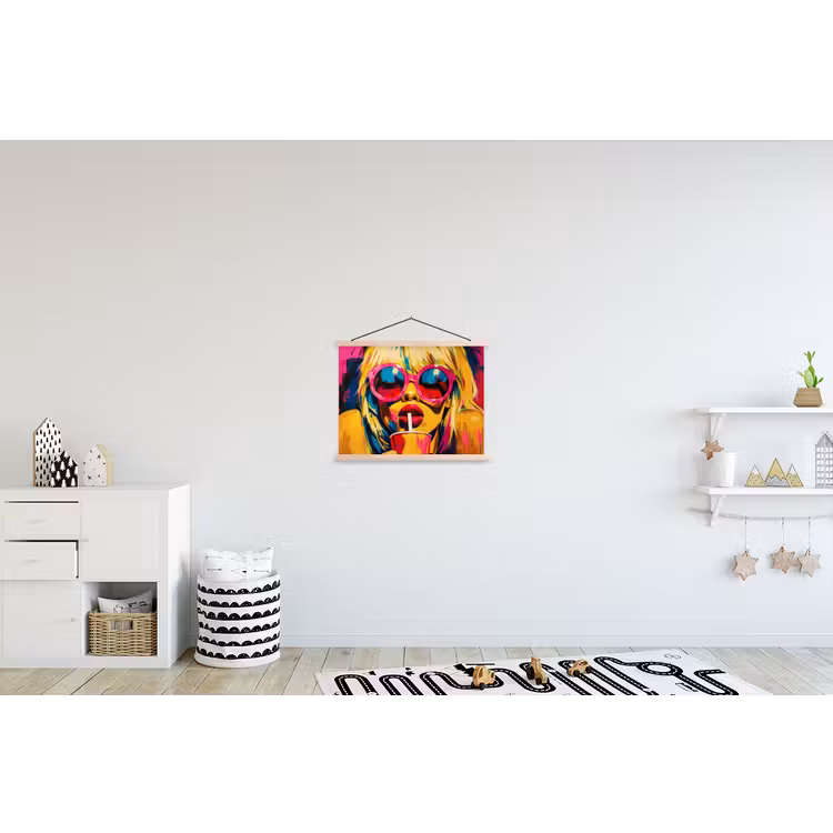 Zonnebril - Roze - Vrouw - Rietje textielposter latten blank klein -kinderkamer