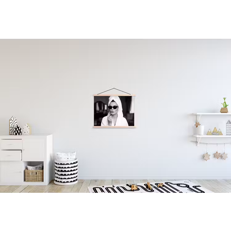Zonnebril - Vrouw - Zwart - Wit textielposter latten blank klein -kinderkamer