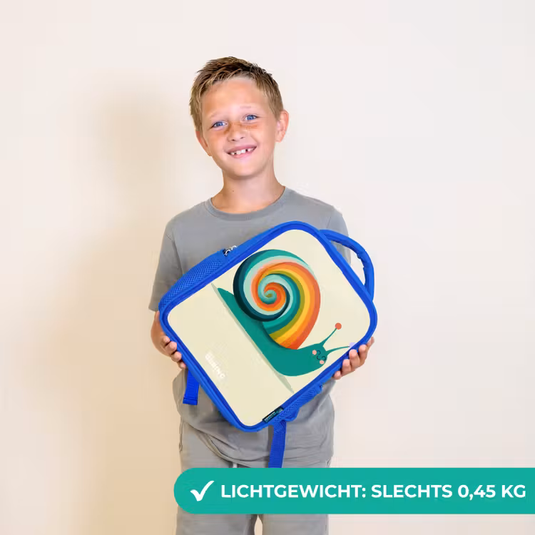 Slak - Regenboog - Kleurrijk Kinderrugzak - Blauw middel -sfeer1_NL