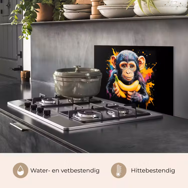 Aap - Graffiti - Kleurrijk - Bananen - Modern keuken achterwand spatscherm klein -usp_NL