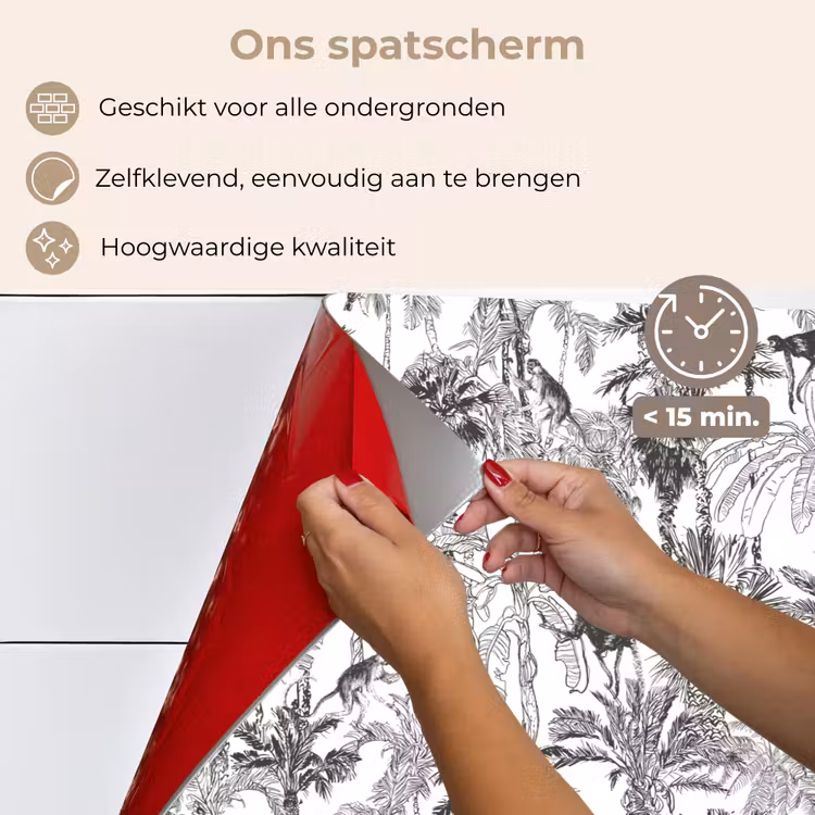 Aap - Oerwoud - Abstract - Grijs keuken achterwand spatscherm klein 900 -spatscherm_NL