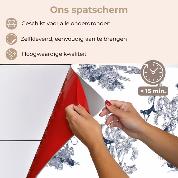 Aap - Palmboom - Blauw keuken achterwand spatscherm klein 900 -spatscherm_NL