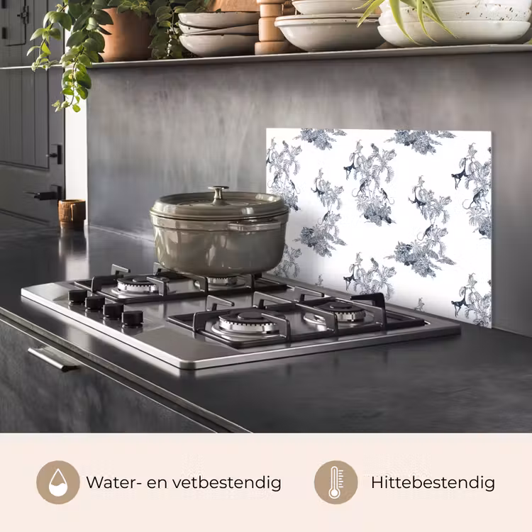 Aap - Palmboom - Blauw keuken achterwand spatscherm klein 900 -usp_NL
