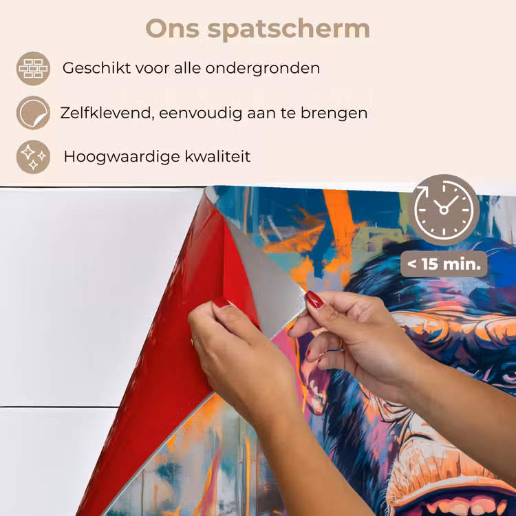 Aap - Tong - Abstract - Zwart keuken achterwand spatscherm klein -spatscherm_NL