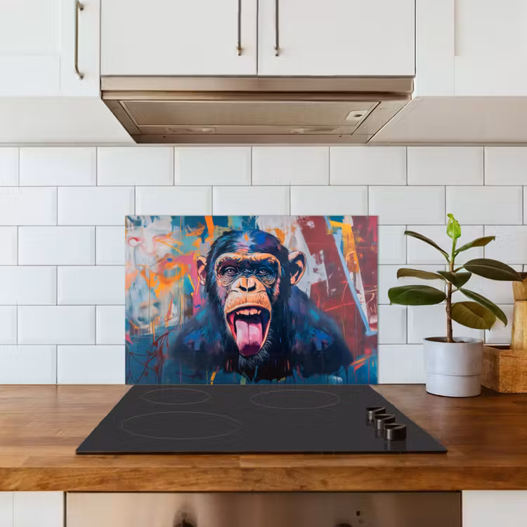 Aap - Tong - Abstract - Zwart keuken achterwand spatscherm klein -sfeer2