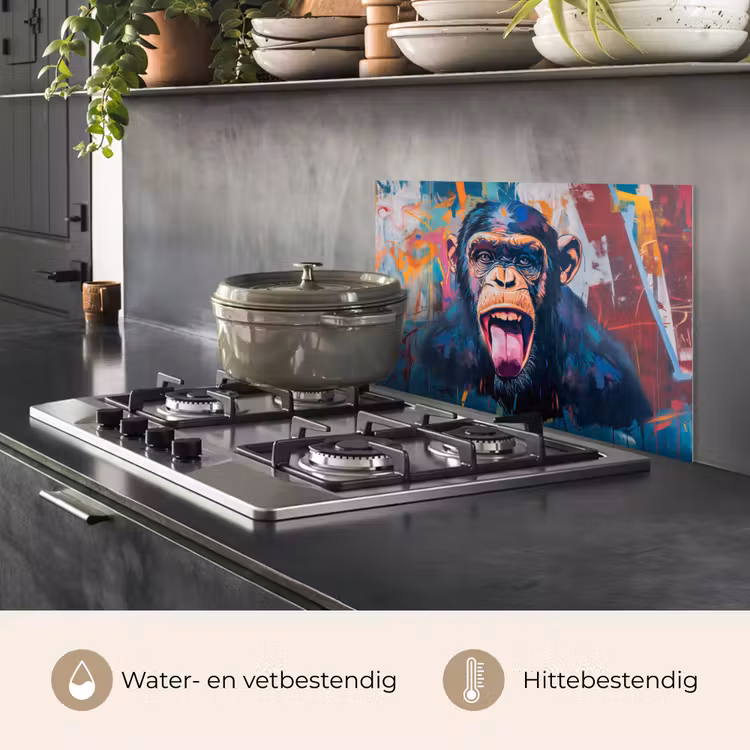 Aap - Tong - Abstract - Zwart keuken achterwand spatscherm klein -usp_NL