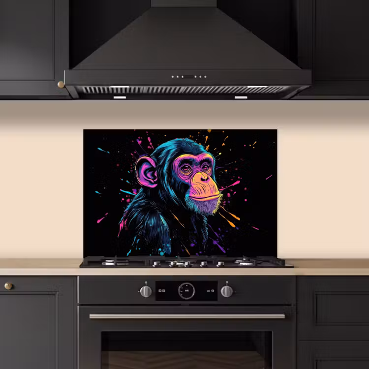 Aap - Verf - Neon - Kleur keuken achterwand spatscherm klein -sfeer1