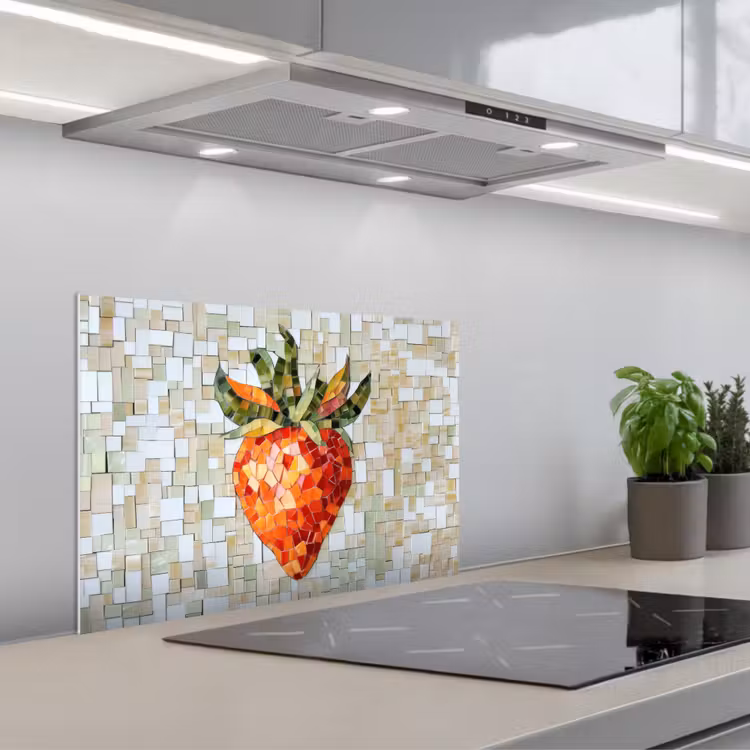 Aardbei - Rood - Mozaïek - Fruit keuken achterwand spatscherm klein -3d_schuin