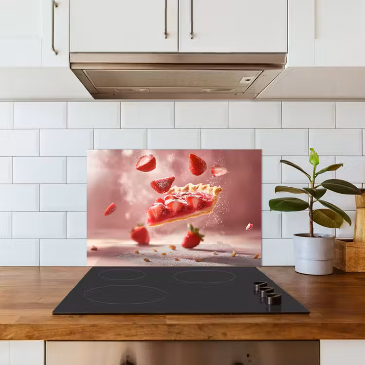 Aardbei - Taart- Eten - Roze keuken achterwand spatscherm klein -sfeer2