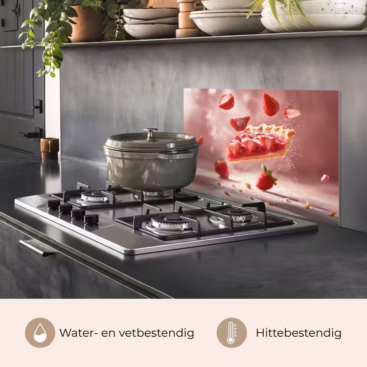 Aardbei - Taart- Eten - Roze keuken achterwand spatscherm klein -usp_NL