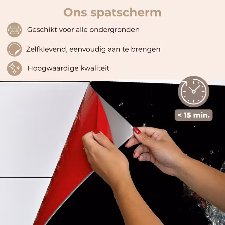 Aardbeien - Fruit - Water - Zwart - Rood keuken achterwand spatscherm klein -spatscherm_NL