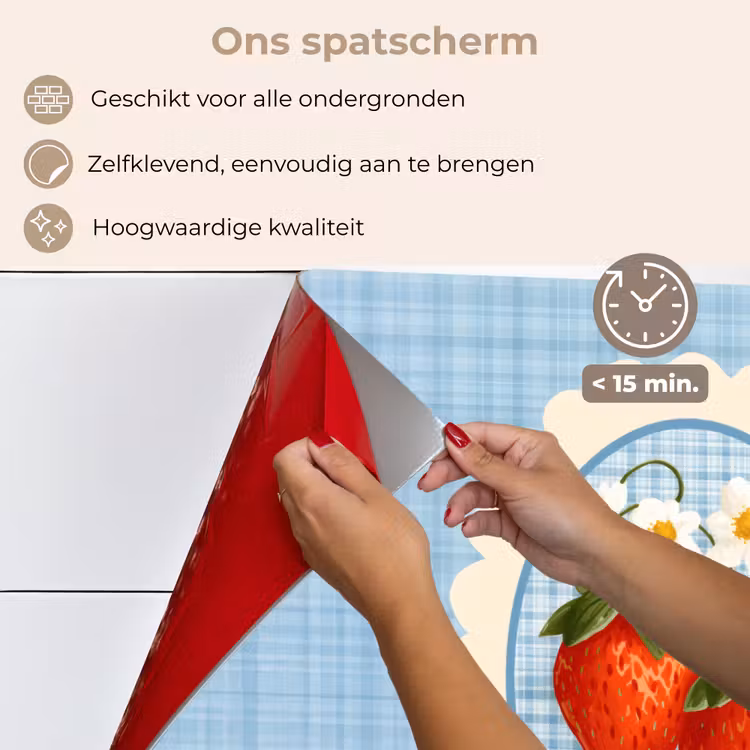 Aardbeien - Lijst - Rood - Geruit keuken achterwand spatscherm klein -spatscherm_NL