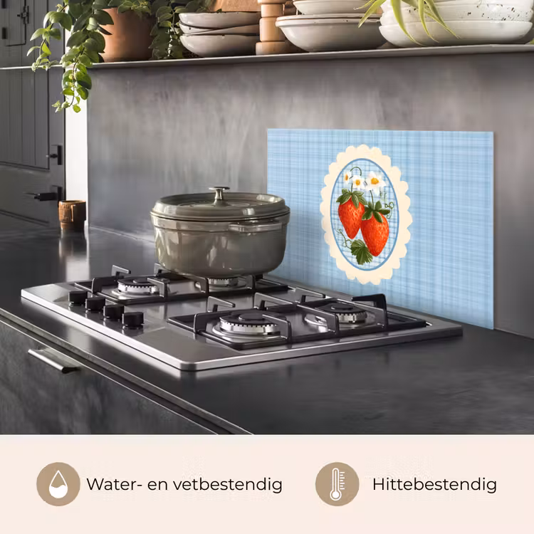 Aardbeien - Lijst - Rood - Geruit keuken achterwand spatscherm klein -usp_NL