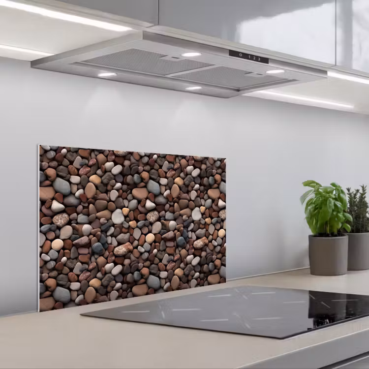 Aardse - Kiezel - Stenen keuken achterwand spatscherm klein 900 -3d_schuin