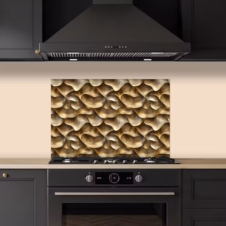 Abstract - Antiek - Goud keuken achterwand spatscherm klein 900 -sfeer1