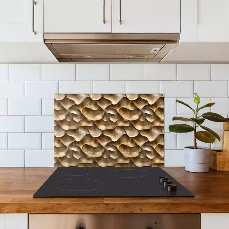 Abstract - Antiek - Goud keuken achterwand spatscherm klein 900 -sfeer2