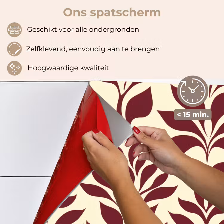 Abstract - Bladeren - Burgundy keuken achterwand spatscherm klein 900 -spatscherm_NL