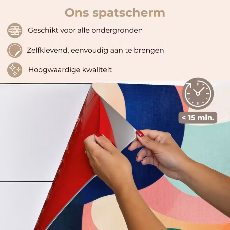 Abstract - Blauw - Roze keuken achterwand spatscherm klein -spatscherm_NL