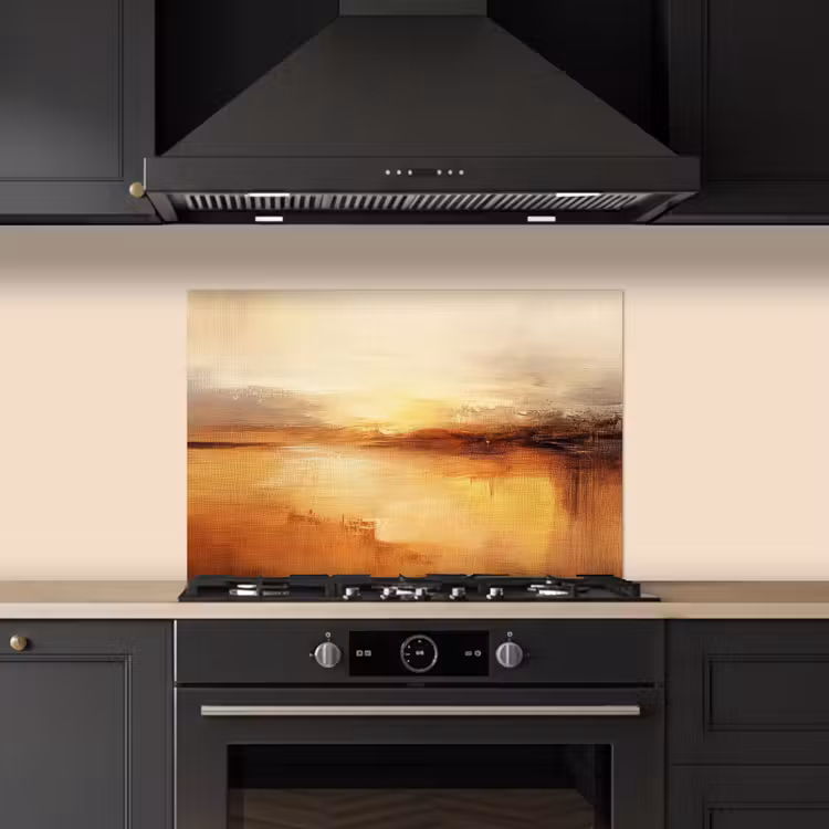 Abstract - Bruin - Modern - Herfst kleuren keuken achterwand spatscherm klein -sfeer1