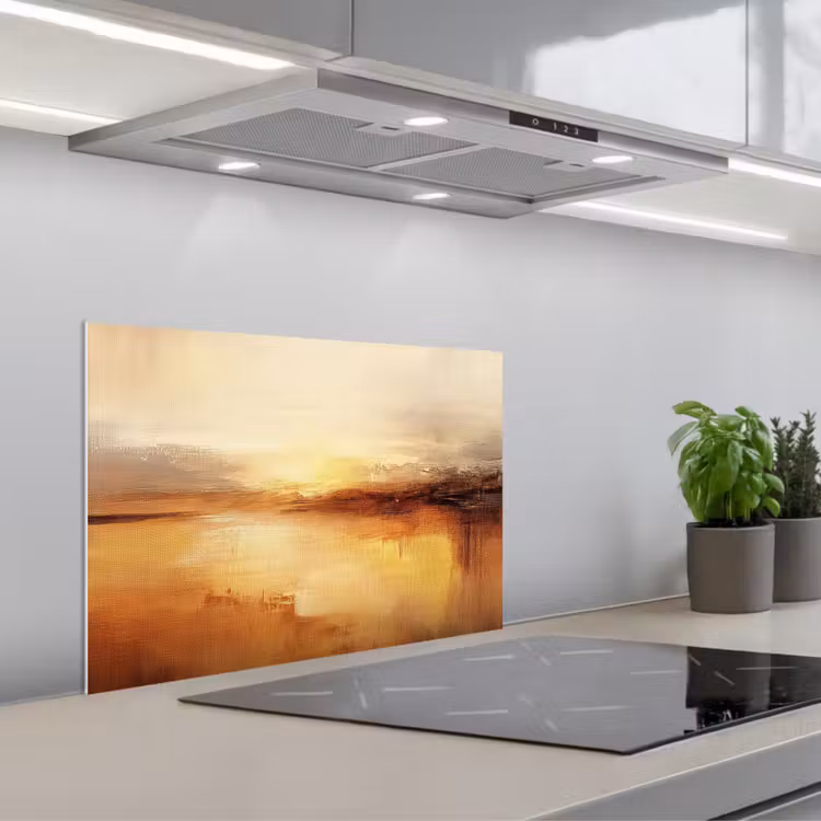 Abstract - Bruin - Modern - Herfst kleuren keuken achterwand spatscherm klein -3d_schuin