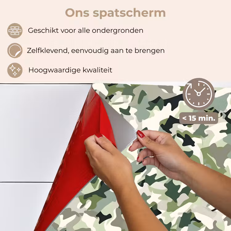 Abstract - Camouflage - Groen keuken achterwand spatscherm klein 900 -spatscherm_NL