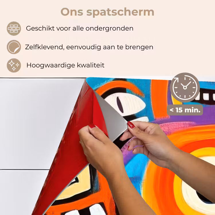 Abstract - Gezicht - Kleurrijk keuken achterwand spatscherm klein -spatscherm_NL