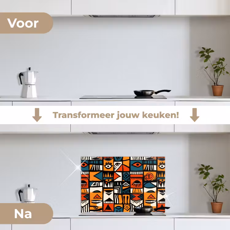 Abstract - Gezichten - Mozaïek keuken achterwand spatscherm klein -voor_na_NL