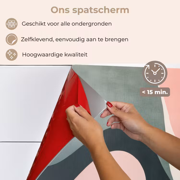 Abstract - Golven - Sierlijk - Roze keuken achterwand spatscherm klein -spatscherm_NL