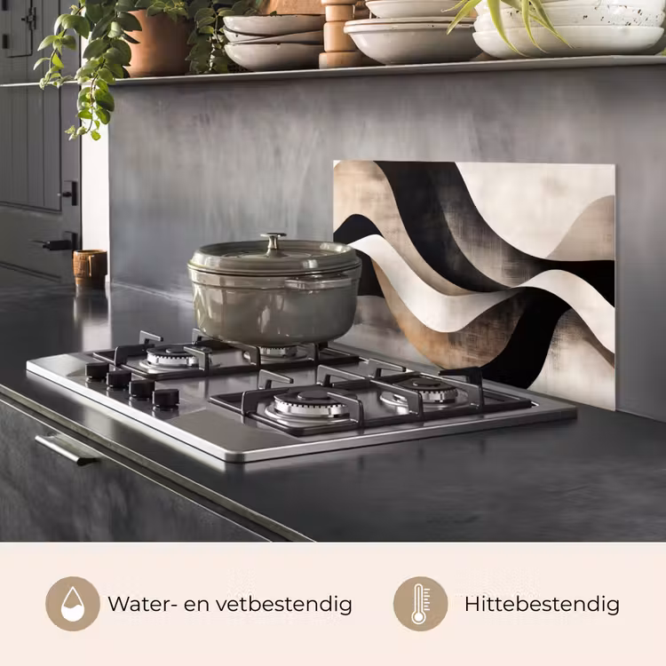 Abstract - Golven - Zwart - Verweerd keuken achterwand spatscherm klein -usp_NL