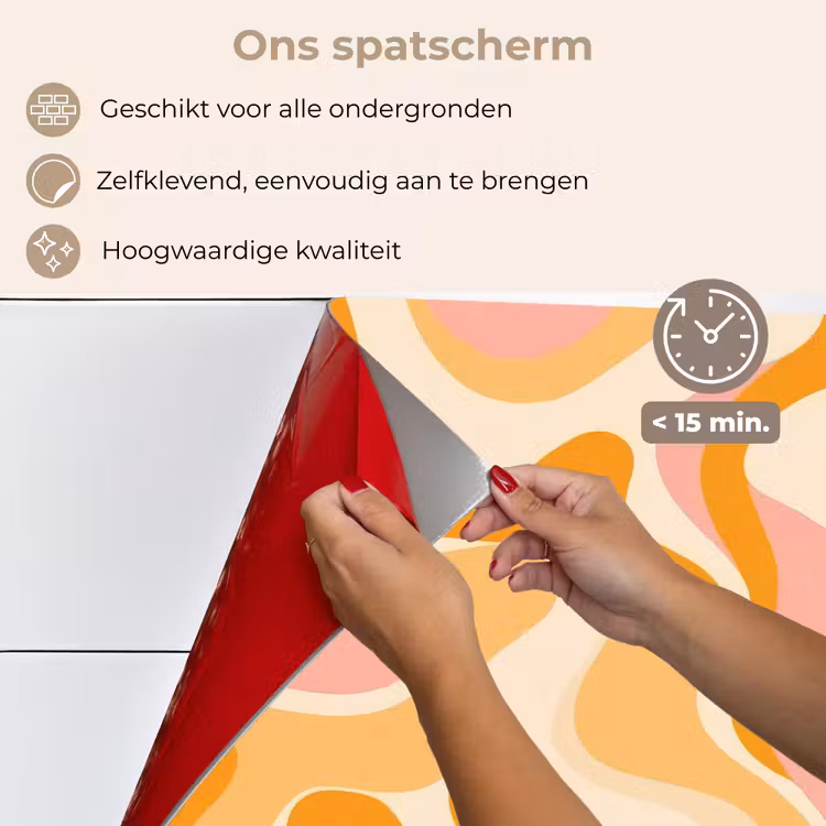 Abstract - Golvend - Oranje keuken achterwand spatscherm klein -spatscherm_NL