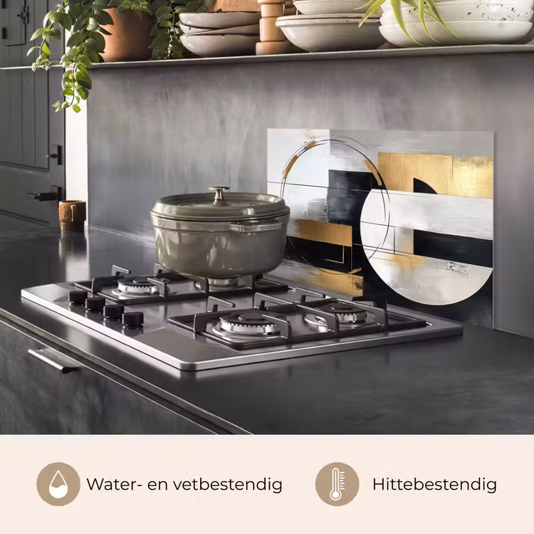Abstract - Goud - Zilver - Vormen - Aesthetic keuken achterwand spatscherm klein -usp_NL