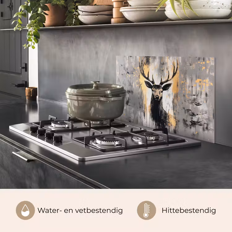 Abstract - Hert - Gewei - Goud keuken achterwand spatscherm klein -usp_NL
