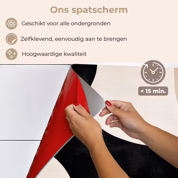 Abstract - Japandi - Beige - Modern keuken achterwand spatscherm klein -spatscherm_NL