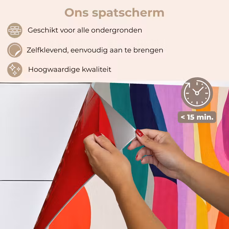 Abstract - Kleurrijk - Golven - Lijnen keuken achterwand spatscherm klein -spatscherm_NL