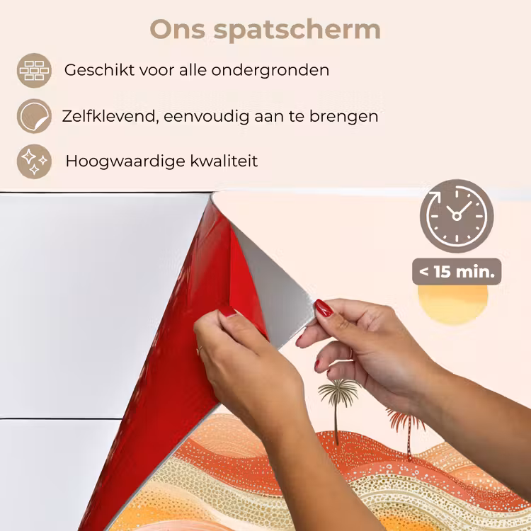 Abstract landschap - Palmbomen - Kleurrijk keuken achterwand spatscherm klein -spatscherm_NL