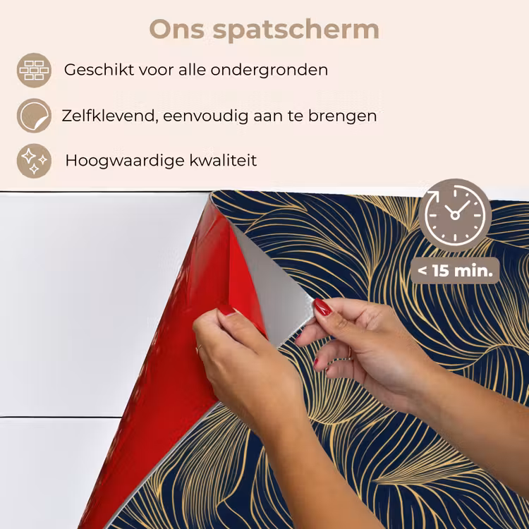 Abstract - Lijnen - Blauw - Goud keuken achterwand spatscherm klein 900 -spatscherm_NL