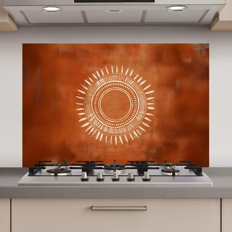 Abstract - Lijnen - Zonnestralen - Roodbruin keuken achterwand spatscherm klein -3d_website