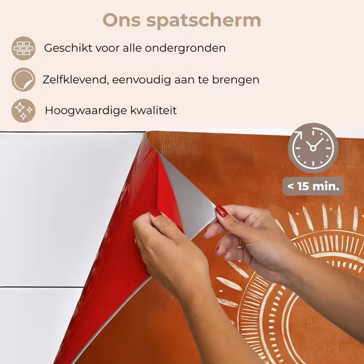 Abstract - Lijnen - Zonnestralen - Roodbruin keuken achterwand spatscherm klein -spatscherm_NL