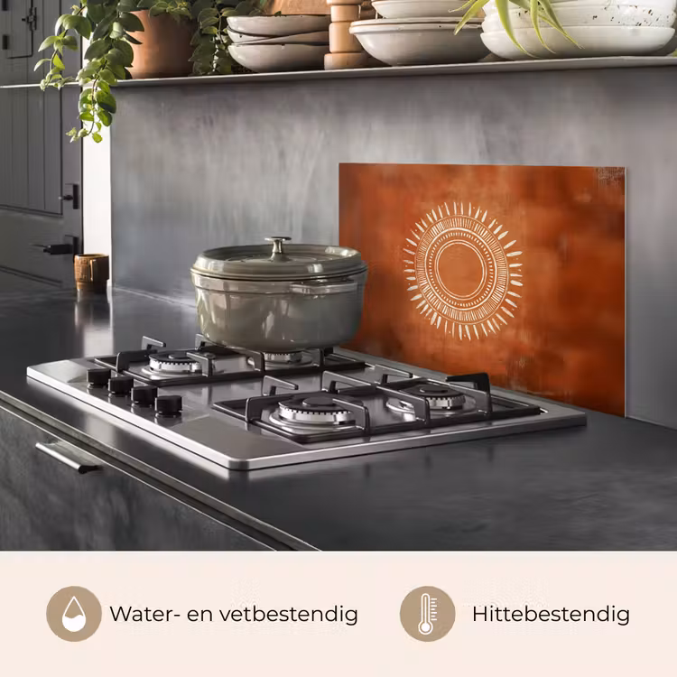 Abstract - Lijnen - Zonnestralen - Roodbruin keuken achterwand spatscherm klein -usp_NL