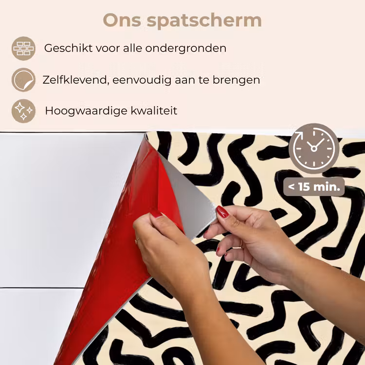 Abstract - Lijnen - Zwart keuken achterwand spatscherm klein 900 -spatscherm_NL