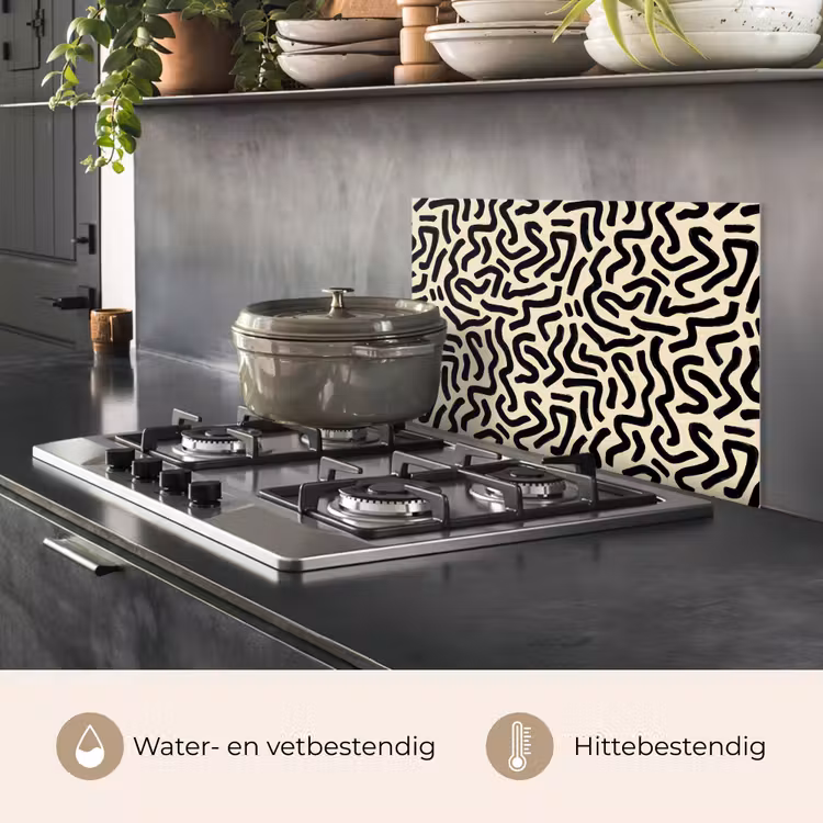Abstract - Lijnen - Zwart keuken achterwand spatscherm klein 900 -usp_NL
