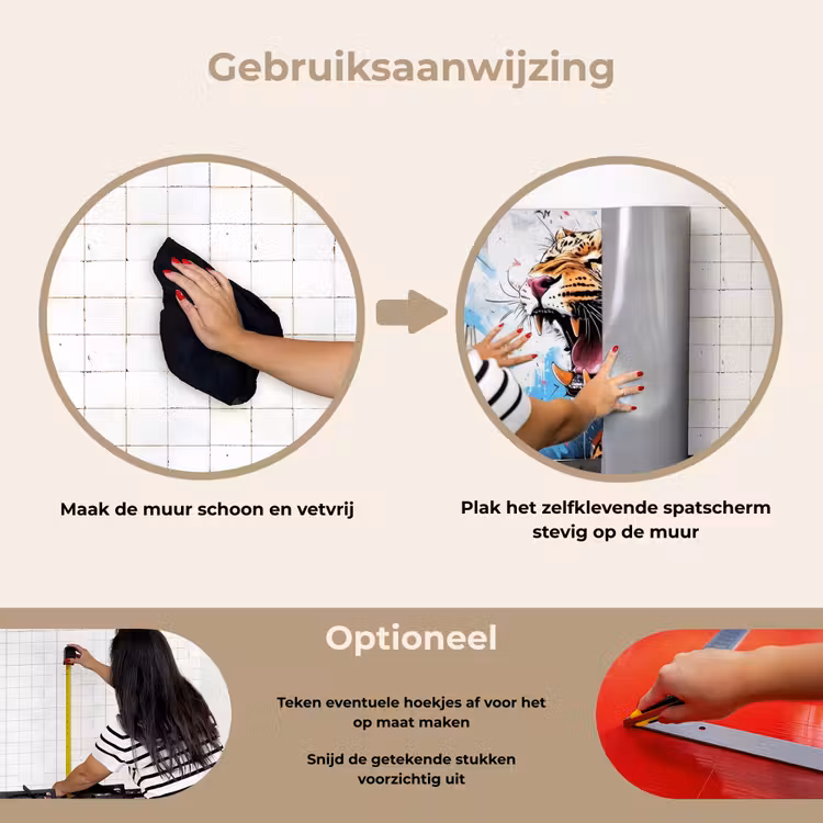 Abstract - Luipaard - Kleurrijk keuken achterwand spatscherm klein -gebruiksaanwijzing_NL