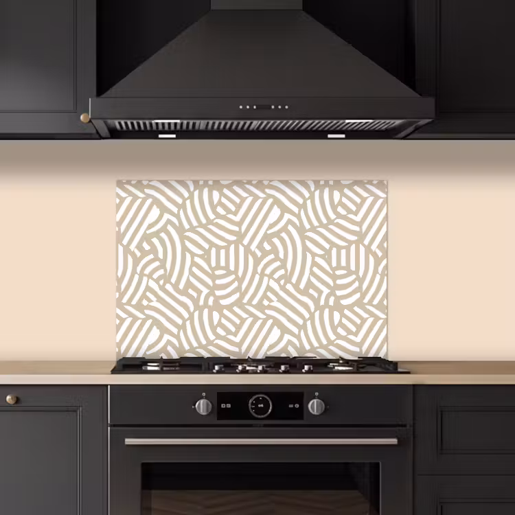 Abstract - Modern - Beige keuken achterwand spatscherm klein 900 -sfeer1